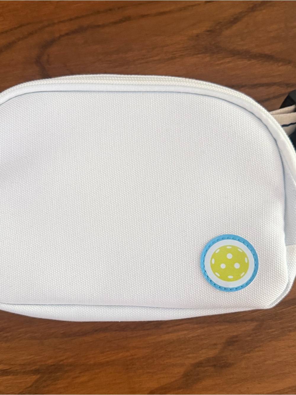 White Crossbody Bag with Green Polka Accent